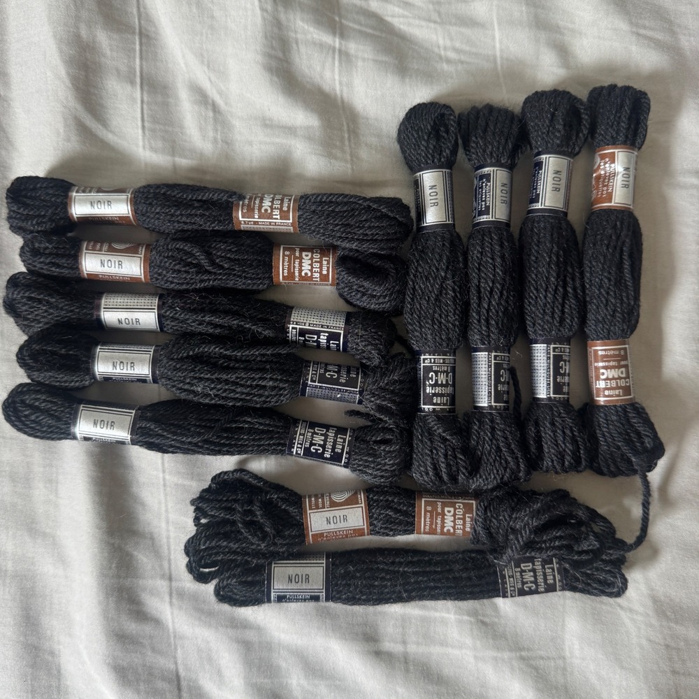 DMC Laine Colbert Tapestry Wool 7100 Noir Black 11 Skeins France READ